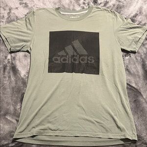 Adidas Men's Sage Green Tee with Black Logo